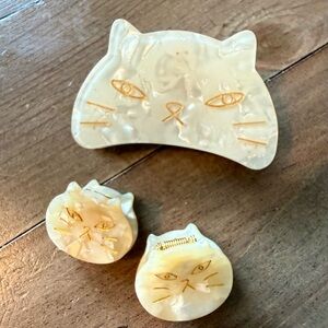 Anna Sui Adorable Cat Jaw Clip 3-PC Bundle in Ivory